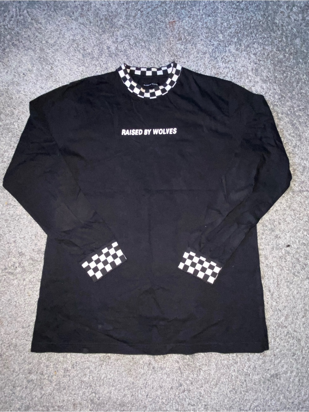 Raised By Wolves Black Checkerboard Long Sleeve Teen